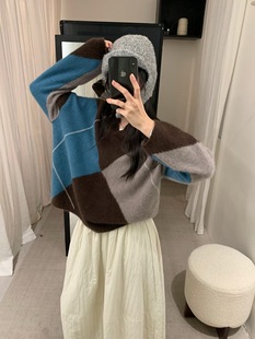 韩系高配浣熊复古菱形毛衣 新款 Dumpling 2025冬季