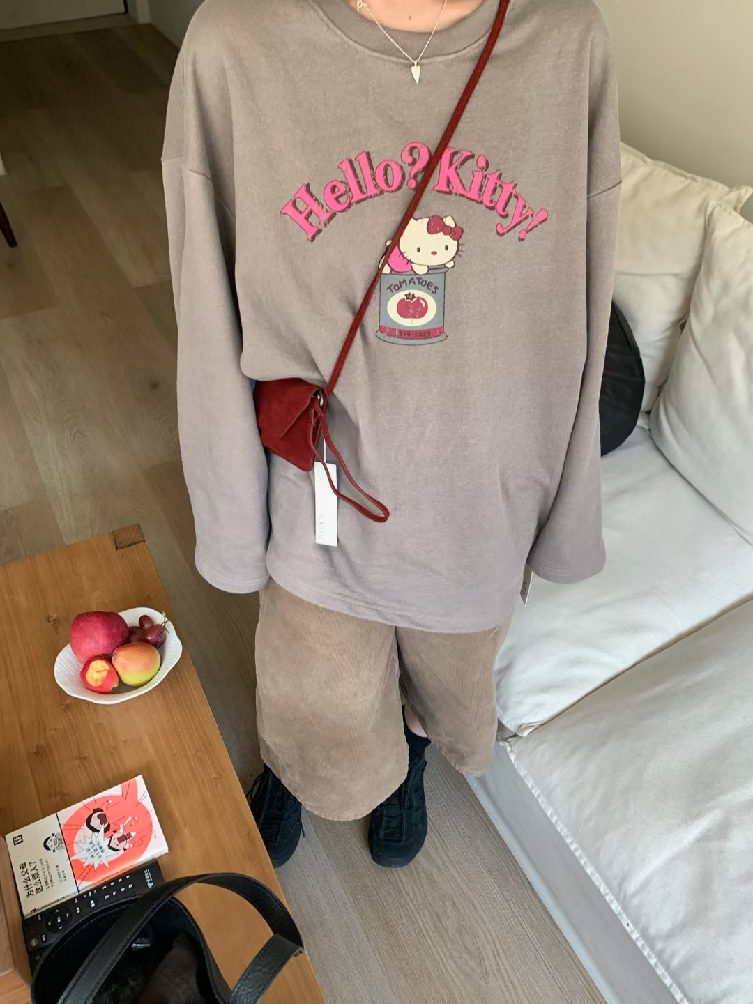 Focuse  2025秋冬新款百搭显瘦圆领长袖卡通猫咪卫衣