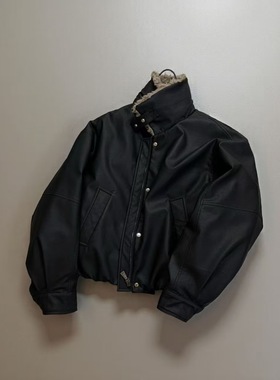 Rive 2025冬季新款简约百搭立领拼接皮鹅绒外套