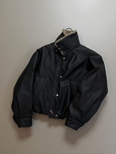 Rive 2025冬季新款简约百搭立领拼接皮鹅绒外套