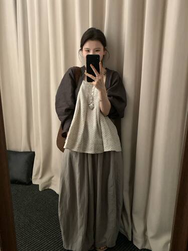 XU 2026夏季新款简约百搭波点棉麻吊带