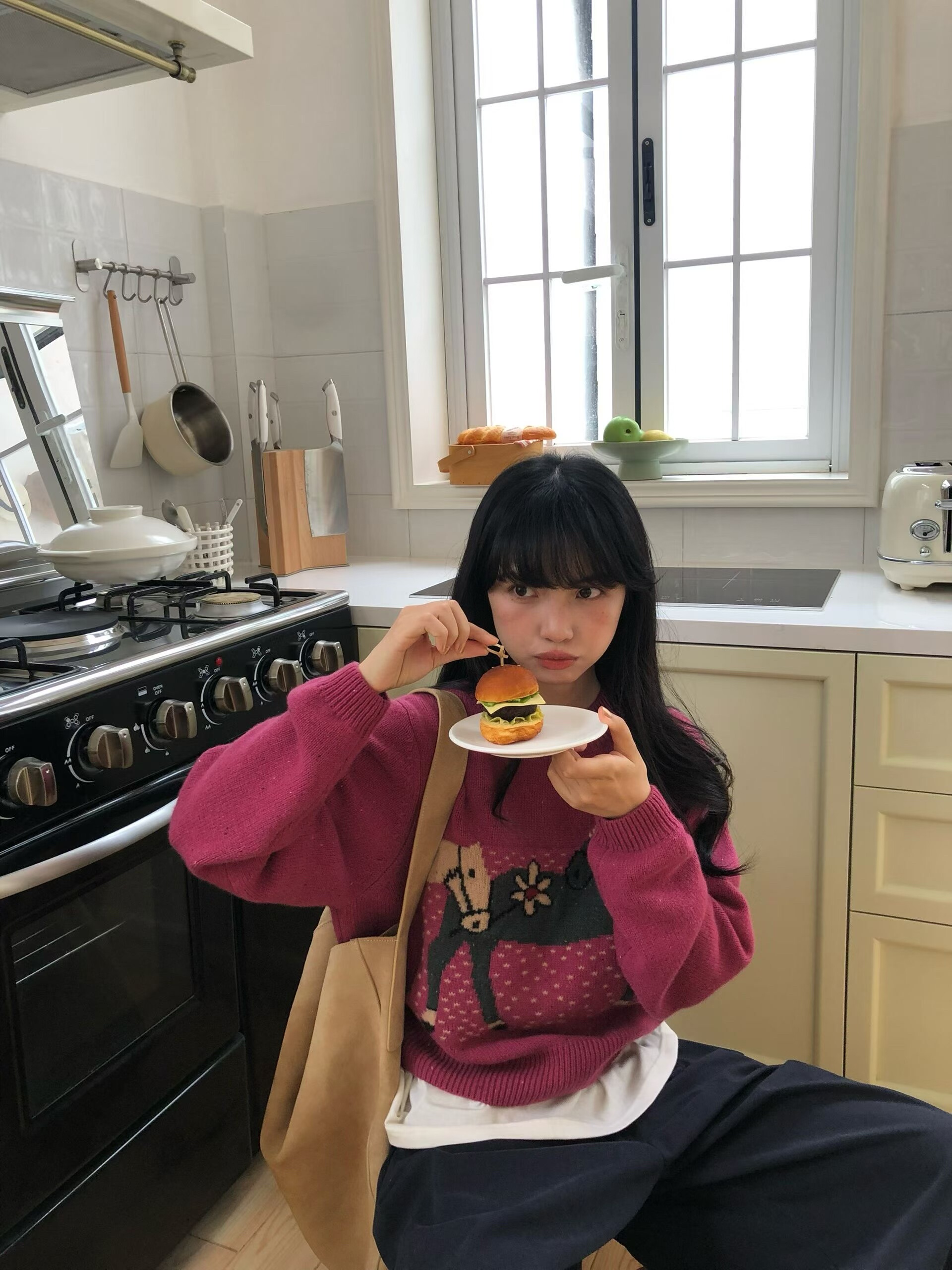 HONE 正品2025秋冬新品小马狗圆领羊毛毛衣