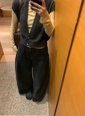 Focuse 2025秋季新款百搭显瘦V领羊毛针织背心