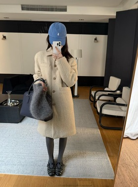 Verso 2025秋冬新款韩系简约百搭翻领羊毛大衣外套