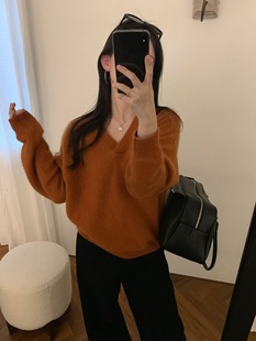 饺子家2025秋冬新款 V领羊驼毛羊毛针织衫