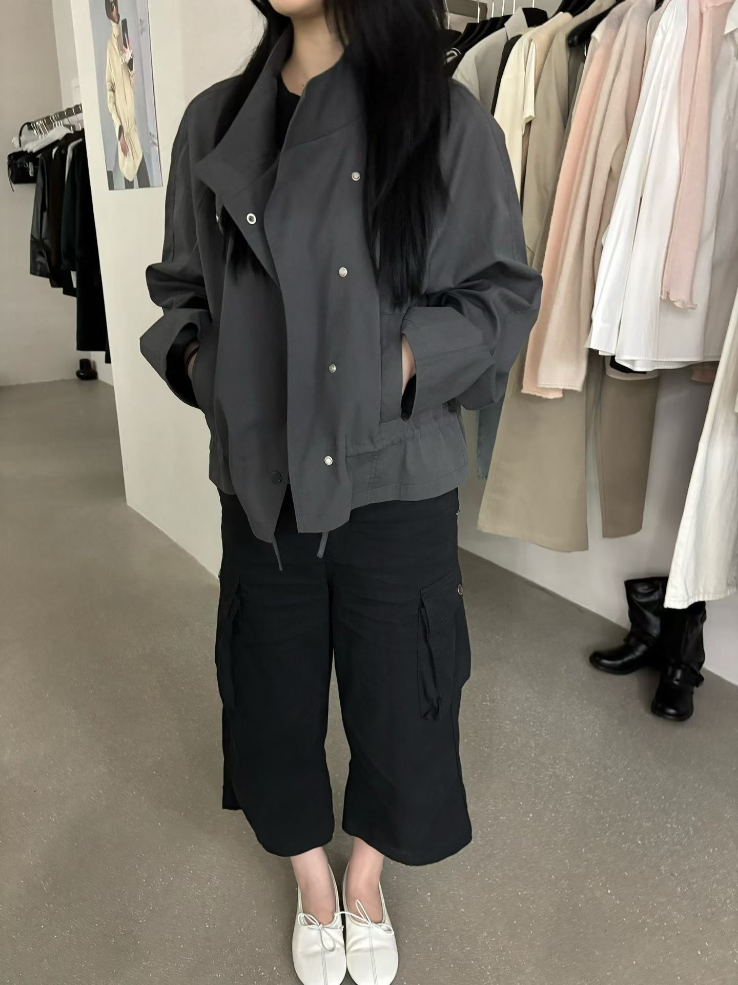 etoile 正品2026秋季新款简约百搭立领风衣外套
