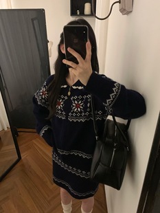 雪花提花双拉链羊毛开衫 饺子家2025秋冬新款 复古翻领款