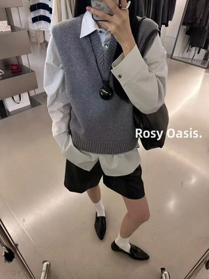 Plant ale 2025秋季新款百搭显瘦羊毛V领背心