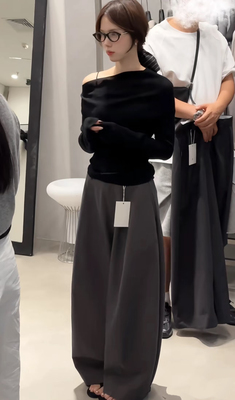 LOW FLAT 2025秋季新款韩版时尚百搭显瘦斜边针织衫 2118