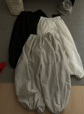 xu 2026夏季新款简约百搭松紧腰抽绳灯笼裤女8815