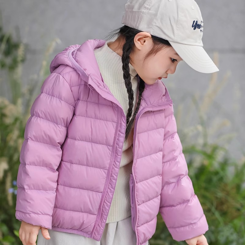 正品牌儿童轻薄羽绒服连帽2025秋冬季新国标90白鸭绒男女宝宝