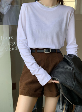 闰熙正品2024新款秋冬韩版纯色显瘦圆领内搭长袖T恤打底衫女54502