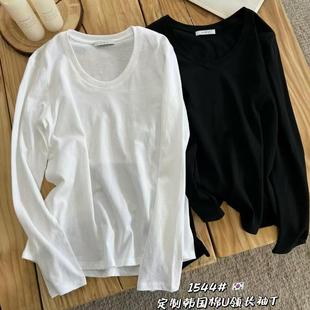 内搭上衣纯色显瘦u领打底1544 2023新款 t恤女秋季 闰熙runxi长袖