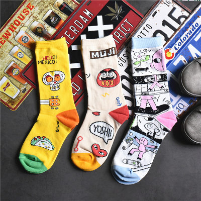 插画少女百搭潮ins小红书袜子