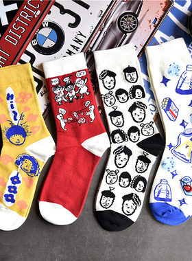袜子女潮ins趣味卡通个性创意搞怪男中筒袜韩国可爱潮流冬新长袜