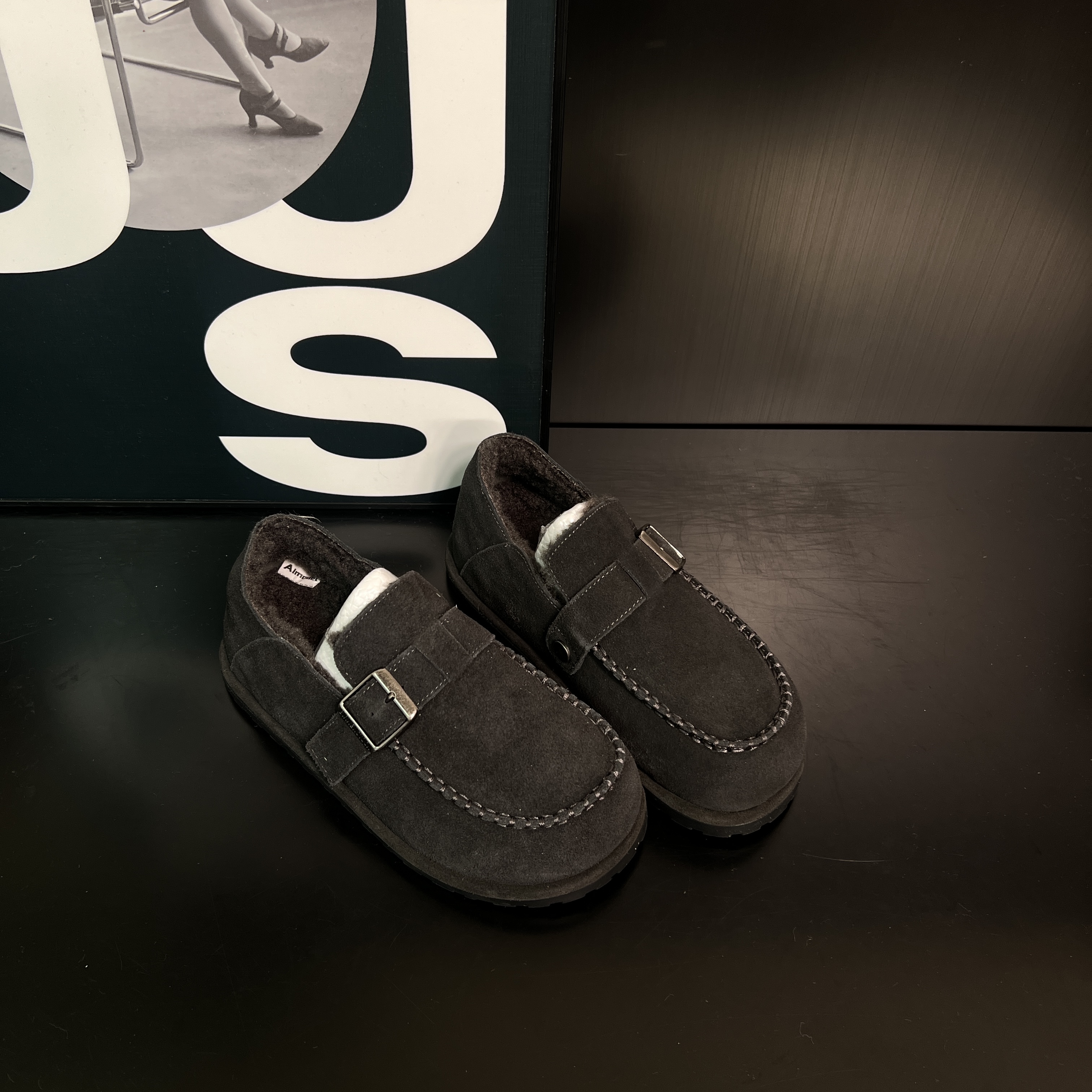 勃肯鞋加绒女鞋2025冬季新款一脚蹬保暖舒适百搭休闲两穿外出