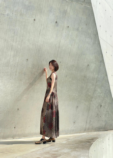 UMASTAND·灰烬玫瑰深灰脏染背心连衣裙 进口铜氨丝面料