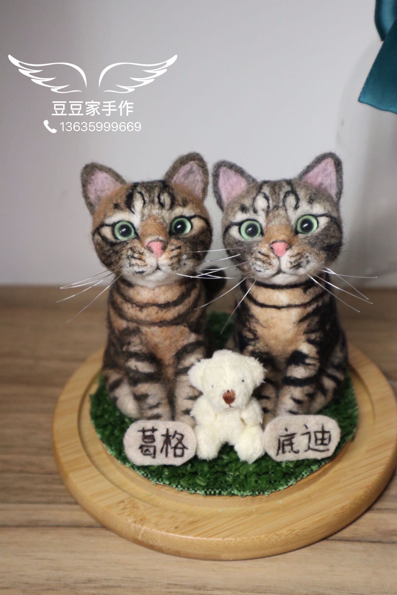 羊毛毡起司猫玻璃瓶微景观摆件