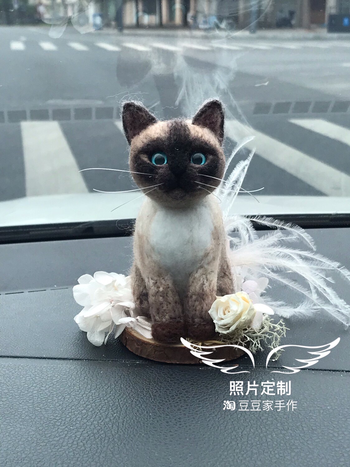 来图定制羊毛毡泰国暹罗猫玩偶摆创意玩偶