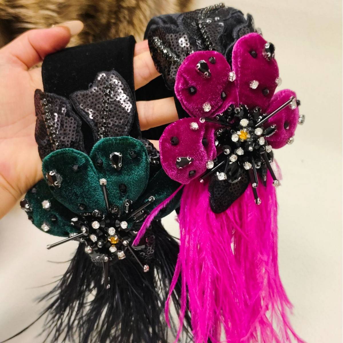 冬季新品年会宴会高级感发箍花朵