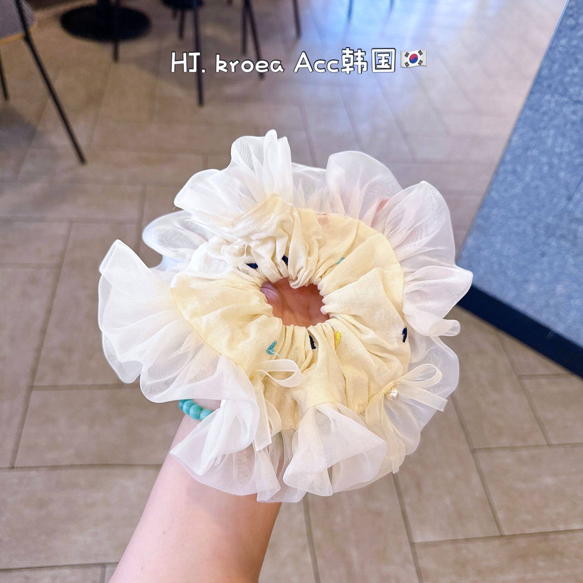 彩色刺绣小花大肠圈甜美发圈减龄