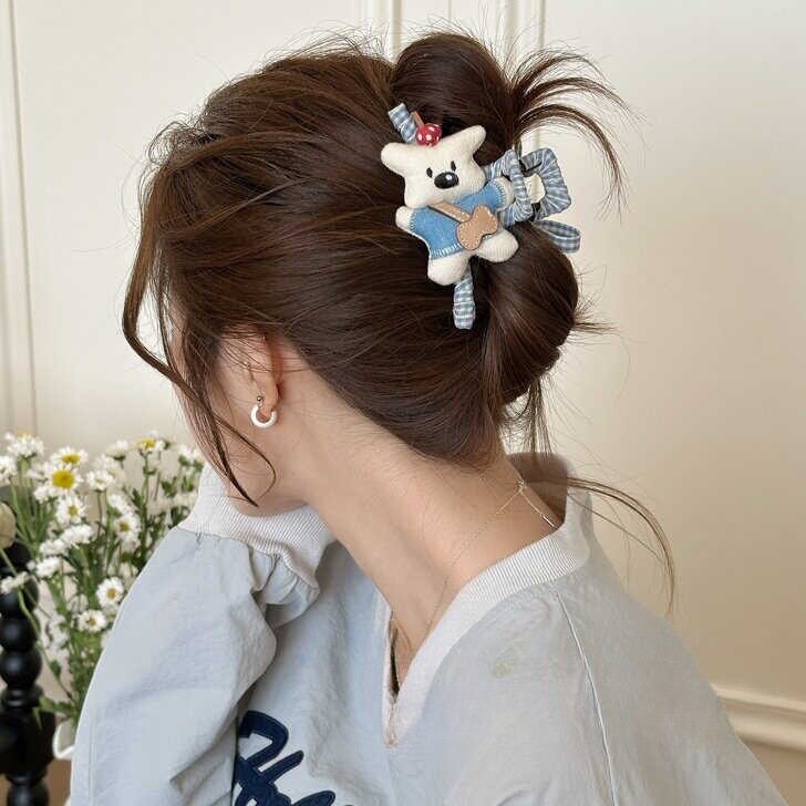 卡通布艺公仔可爱抓夹鸭嘴夹发夹玩具公仔发饰夹头饰发饰