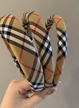 韩系复古格纹头箍发捆女春夏发饰