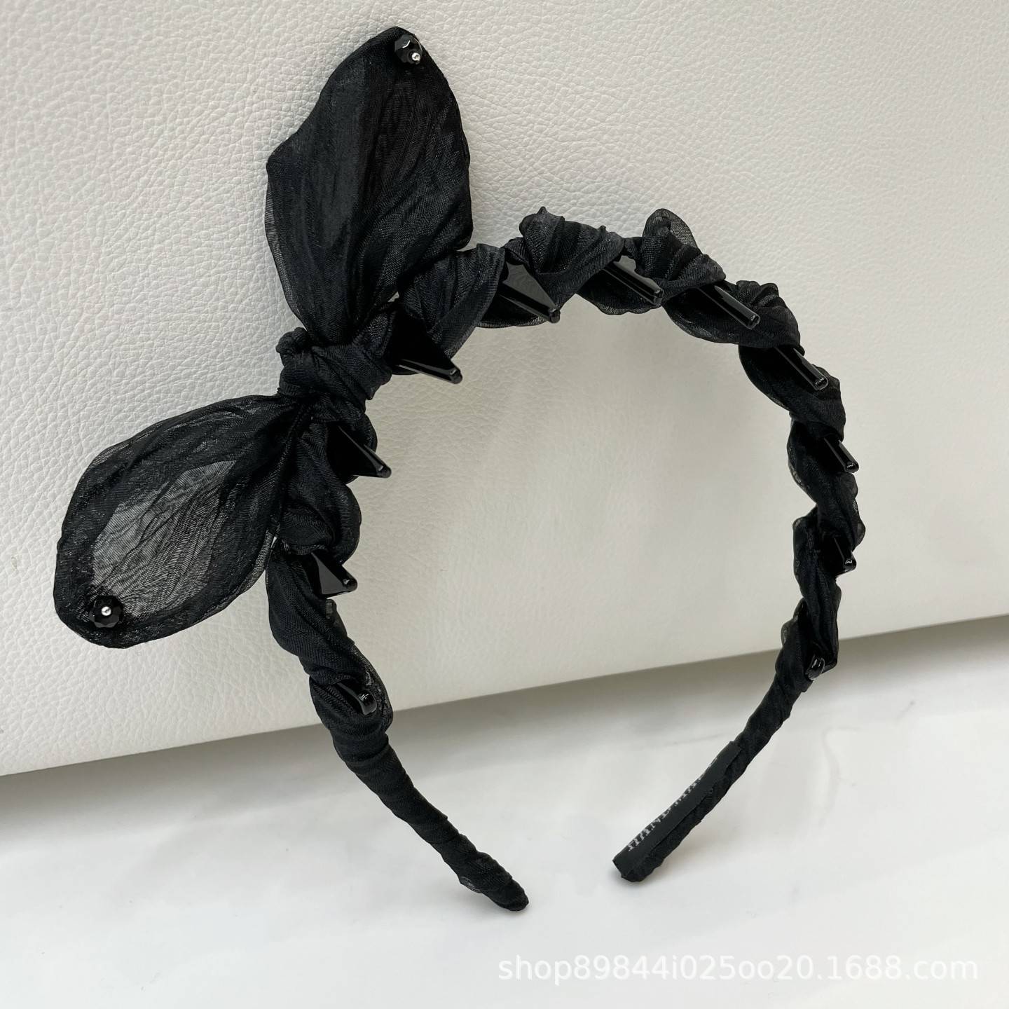 简约绢纱水晶珠兔耳朵发箍女日韩