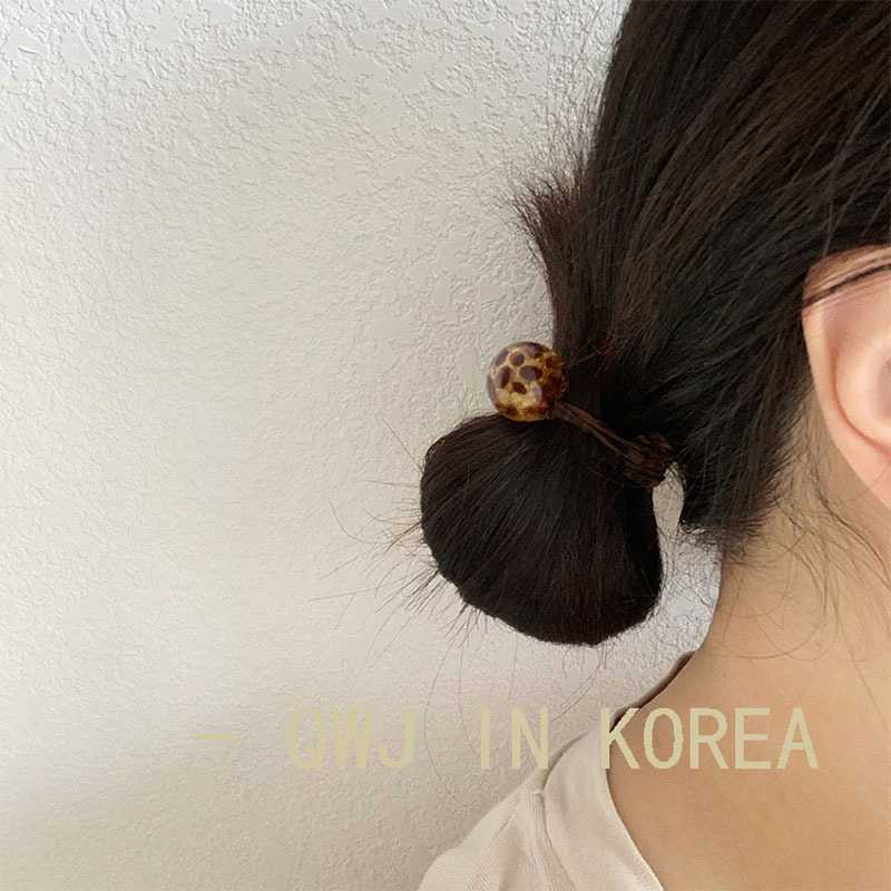 韩版透明豹纹圆球小球球发圈好