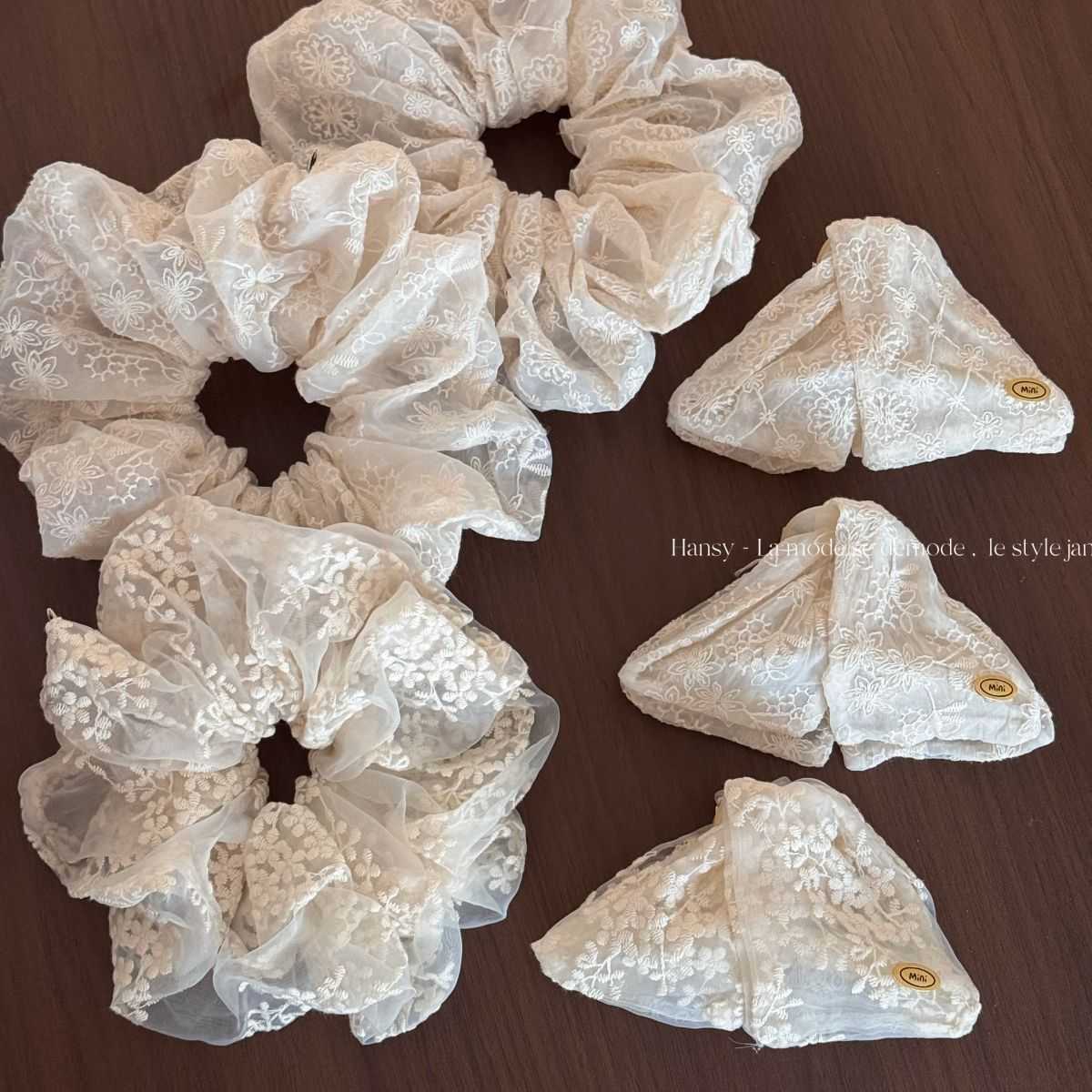 法式网纱蕾丝刺绣大肠发圈女结发绳低马尾猪大肠发圈头绳头饰