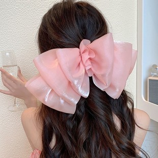 超大仙气流光纱大结头饰发夹女弹簧夹马尾后脑勺发卡发饰