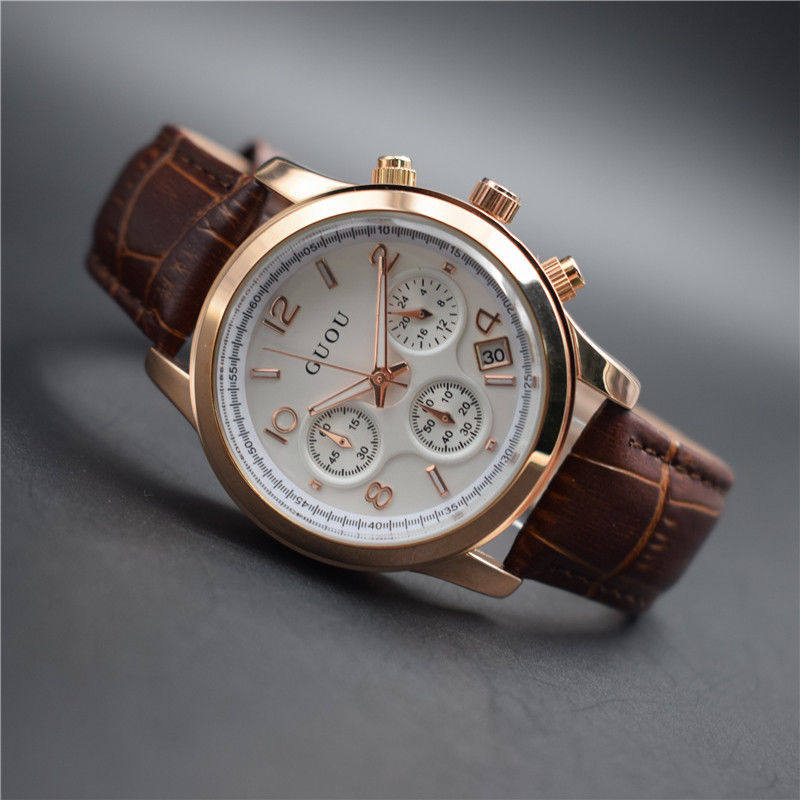 小舍得南俪宋佳同款手表女 三眼六针合金大表盘 真皮石英休闲腕表