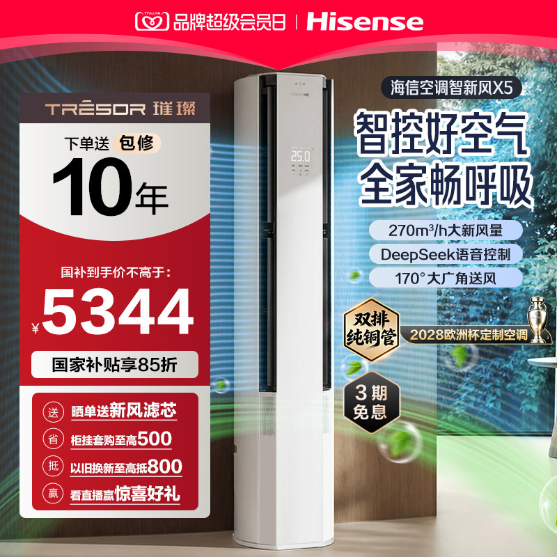 海信空调智新风X5新风大3匹一级图片