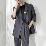 ins轻熟风纯色宽松落肩中袖西服外套男垂感西装XZ286/P145控198，男装西服套装，电商A407