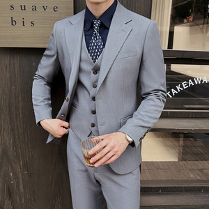 男士西服三件套婚礼伴郎新郎服工作服修身休闲西装套装ZT360-P290图片