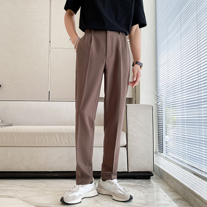 ins轻熟风新款男士锥形萝卜裤男士休闲纯色西裤灰K298-P75控108图片