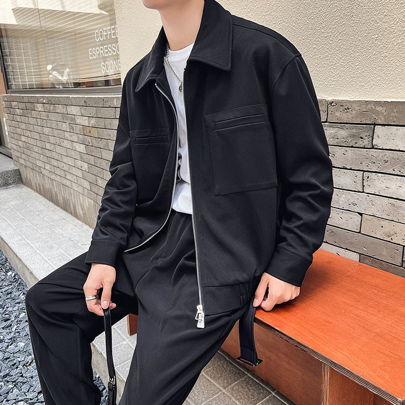 2025秋冬新款轻熟风男士棋盘格夹克外套咖A407-JK03-P115控148,男装夹克,电商A407