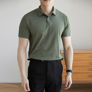 DT95-P40男士翻领POLO衫短袖休闲修身商务绅士纯色百搭速干T恤图片