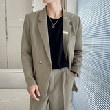 ins轻熟风新款男士微宽松纯色西服上衣男西装灰XZ298-P155控198，男装西服套装，电商A407