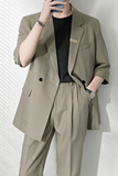 ins轻熟风纯色宽松落肩中袖西服外套男垂感西装XZ286/P145控198，男装西服套装，电商A407