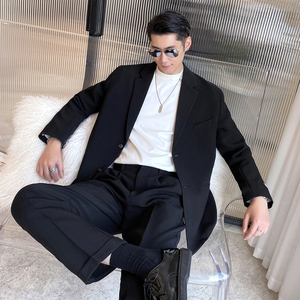 春夏新款男士网红纯色宽松西服外套男青年西装黑XZ267/P155控198，男装西服套装，电商A407