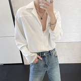 ins轻熟风男士宽松落肩西装领衬衫免烫垂感衬衣绿CS02-P55控88，男装衬衫，电商A407