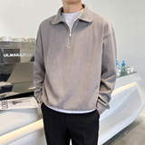 2025秋冬新款400克半拉链套头翻领卫衣白-A407-T02-P60，男装卫衣，电商A407