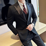 男士结婚礼服单排枪驳领西服修身新郎伴郎服单西A407/XZ336/P135，男装西服，电商A407
