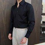 男士礼服衬衫韩版长袖纯色衬衫V领英伦修身衬衣A407-CS106-P60白，男装衬衫，电商A407