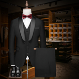 男士结婚礼服单排青果领西服修身新郎伴郎服单西A407-XZ335-P135，男装西服，电商A407