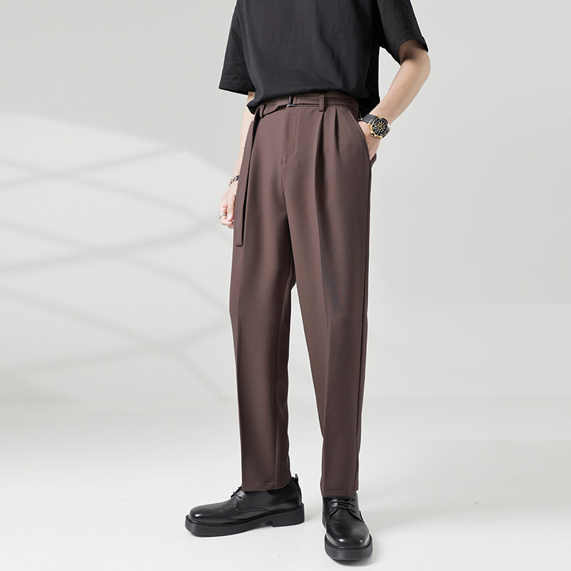 ins轻熟风秋冬新款男士阔版垂感直筒长裤咖A407-K288-P80-控118,男装休闲裤,电商A407