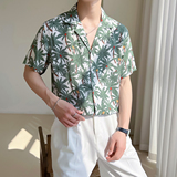 轻熟风男士夏季短袖古巴领宽松落肩男衬衫A407-CS24*P65，男装T恤，电商A407