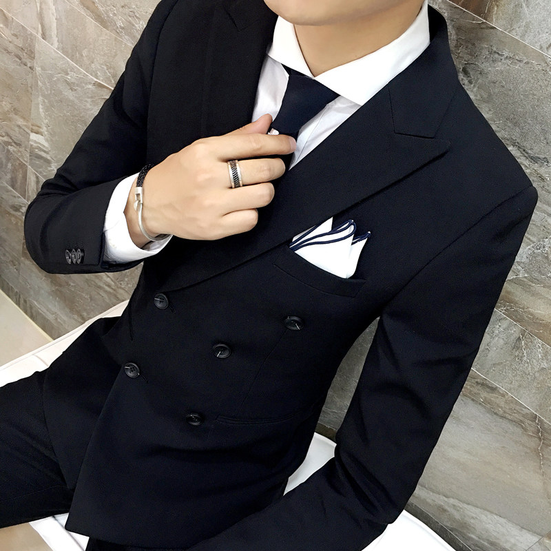 2025秋冬新款英伦男士格子西服双排扣西装可配套装A407/XZ53/P155,男装西服套装,电商A407