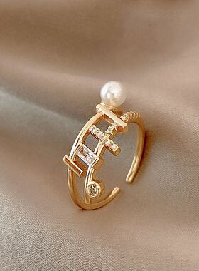 手饰东森系个性几何双层指环大门